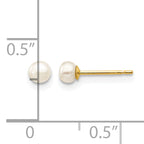 14K Gold Filled 3-4mm White Button Cultured Freshwater Pearl Stud Earrings - view 3