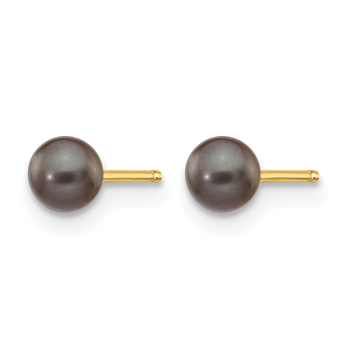 14K Gold Filled 3-4mm Black Round Cultured Freshwater Pearl Stud Earrings Secondary image
