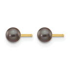 14K Gold Filled 3-4mm Black Round Cultured Freshwater Pearl Stud Earrings - view 2
