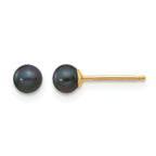 14K Gold Filled 3-4mm Black Round Cultured Freshwater Pearl Stud Earrings by Sophia Jewelers