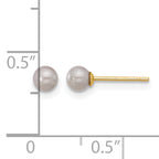 14K Gold Filled 3-4mm Grey Round Cultured Freshwater Pearl Stud Earrings - view 3