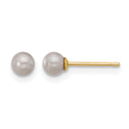 14K Gold Filled 3-4mm Grey Round Cultured Freshwater Pearl Stud Earrings by Sophia Jewelers