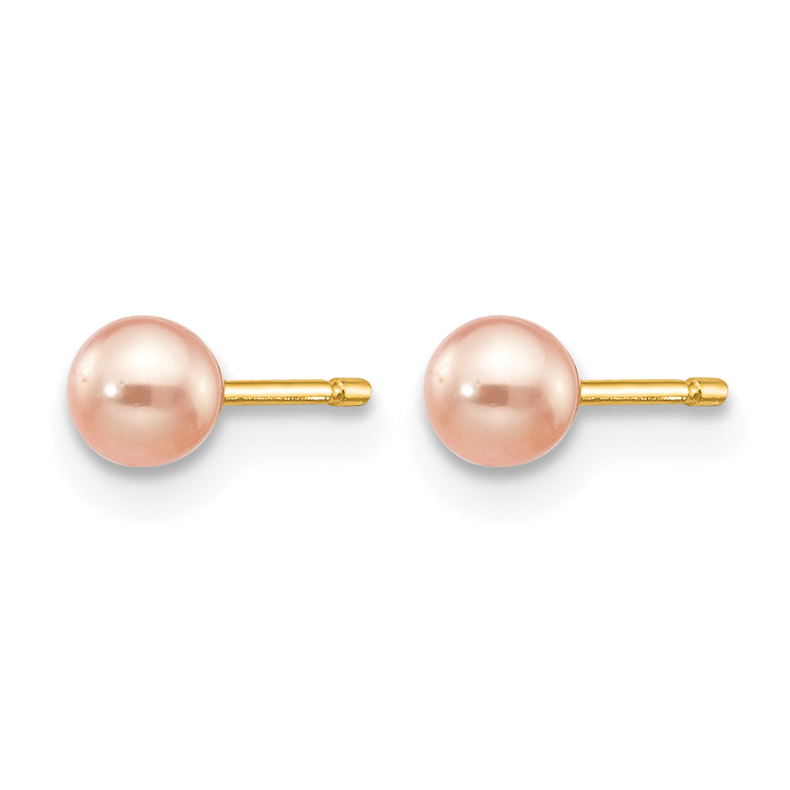 14K Gold Filled 3-4mm Pink Round Cultured Freshwater Pearl Stud Earrings Secondary image