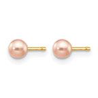 14K Gold Filled 3-4mm Pink Round Cultured Freshwater Pearl Stud Earrings - view 2