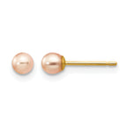 14K Gold Filled 3-4mm Pink Round Cultured Freshwater Pearl Stud Earrings by Sophia Jewelers