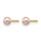 14K Gold Filled 3-4mm Purple Round Cultured Freshwater Pearl Stud Earrings - view 2