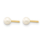 14K Gold Filled 3-4mm White Round Cultured Freshwater Pearl Stud Earrings - view 2