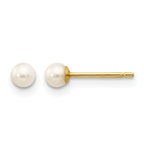14K Gold Filled 3-4mm White Round Cultured Freshwater Pearl Stud Earrings by Sophia Jewelers