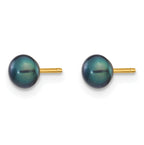 14K Gold Filled 4-5mm Black Button Cultured Freshwater Pearl Stud Earrings - view 2