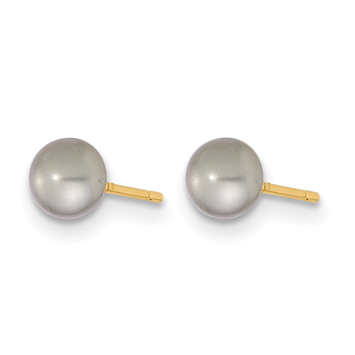 14K Gold Filled 4-5mm Grey Button Cultured Freshwater Pearl Stud Earrings - view 2
