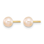 14K Gold Filled 4-5mm Pink Button Cultured Freshwater Pearl Stud Earrings - view 2
