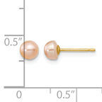 14K Gold Filled 4-5mm Pink Button Cultured Freshwater Pearl Stud Earrings - view 3