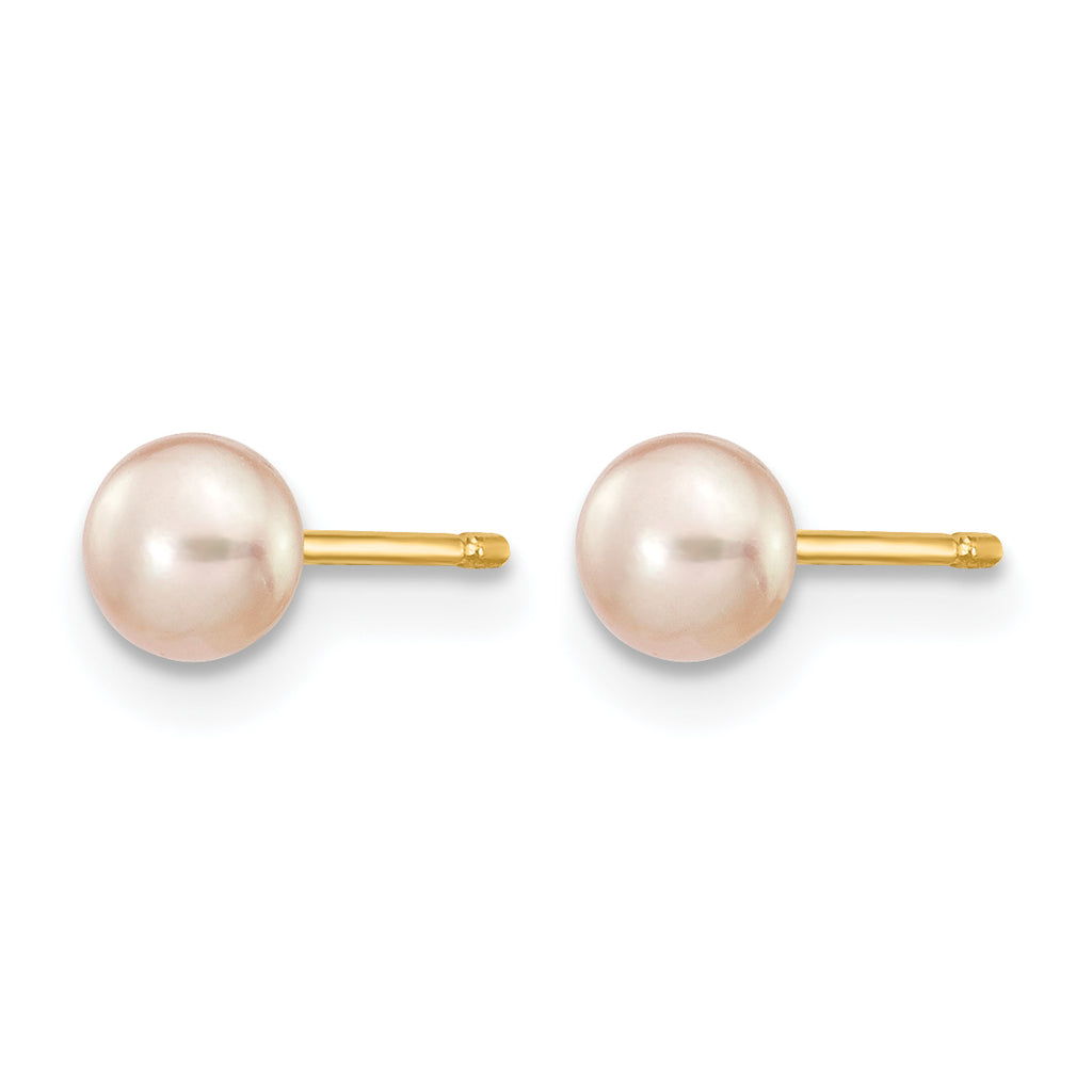 14K Gold Filled 4-5mm Purple Button Cultured Freshwater Pearl Stud Earrings - view 2