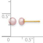 14K Gold Filled 4-5mm Purple Button Cultured Freshwater Pearl Stud Earrings - view 3