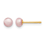 14K Gold Filled 4-5mm Purple Button Cultured Freshwater Pearl Stud Earrings by Sophia Jewelers