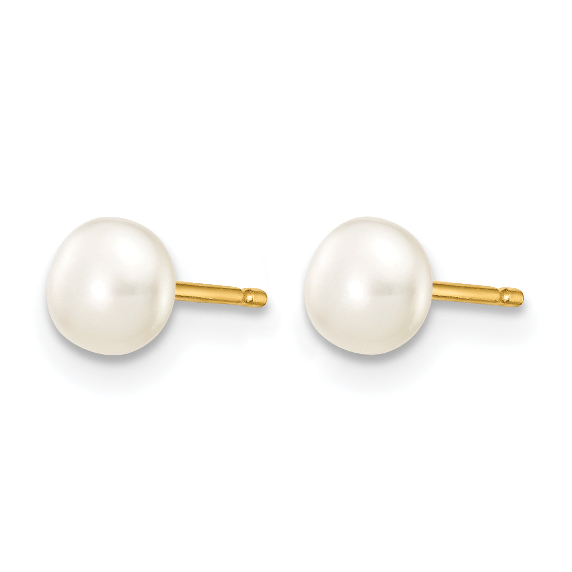 14K Gold Filled 4-5mm White Button Cultured Freshwater Pearl Stud Earrings Secondary image