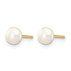 14K Gold Filled 4-5mm White Button Cultured Freshwater Pearl Stud Earrings - view 2