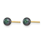 14K Gold Filled 4-5mm Black Round Cultured Freshwater Pearl Stud Earrings - view 2