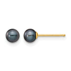 14K Gold Filled 4-5mm Black Round Cultured Freshwater Pearl Stud Earrings by Sophia Jewelers