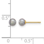14K Gold Filled 4-5mm Grey Round Cultured Freshwater Pearl Stud Earrings - view 3