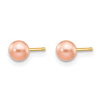 14K Gold Filled 4-5mm Pink Round Cultured Freshwater Pearl Stud Earrings - view 2