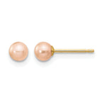 14K Gold Filled 4-5mm Pink Round Cultured Freshwater Pearl Stud Earrings by Sophia Jewelers