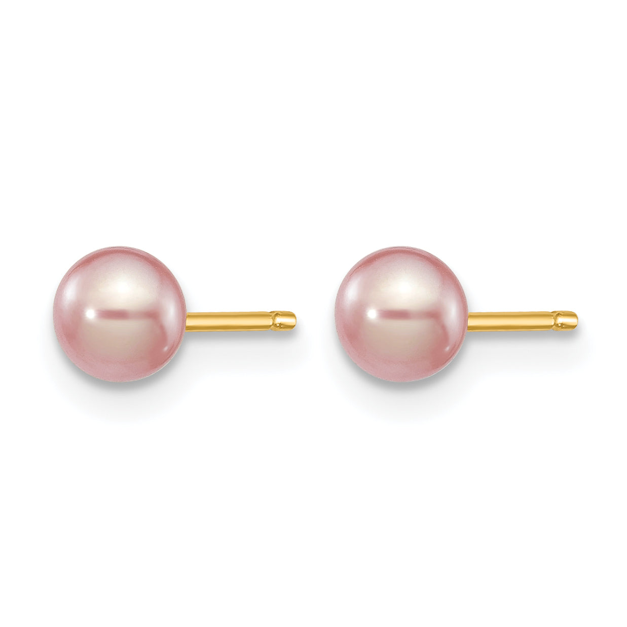 14K Gold Filled 4-5mm Purple Round Cultured Freshwater Pearl Stud Earrings - view 2