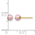 14K Gold Filled 4-5mm Purple Round Cultured Freshwater Pearl Stud Earrings - view 3