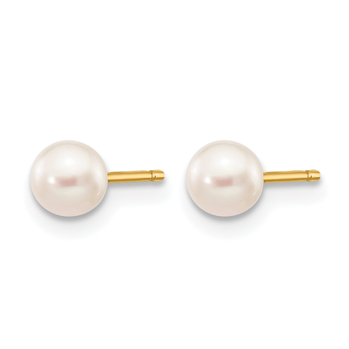 14K Gold Filled 4-5mm White Round Cultured Freshwater Pearl Stud Earrings Secondary image