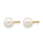 14K Gold Filled 4-5mm White Round Cultured Freshwater Pearl Stud Earrings - view 2