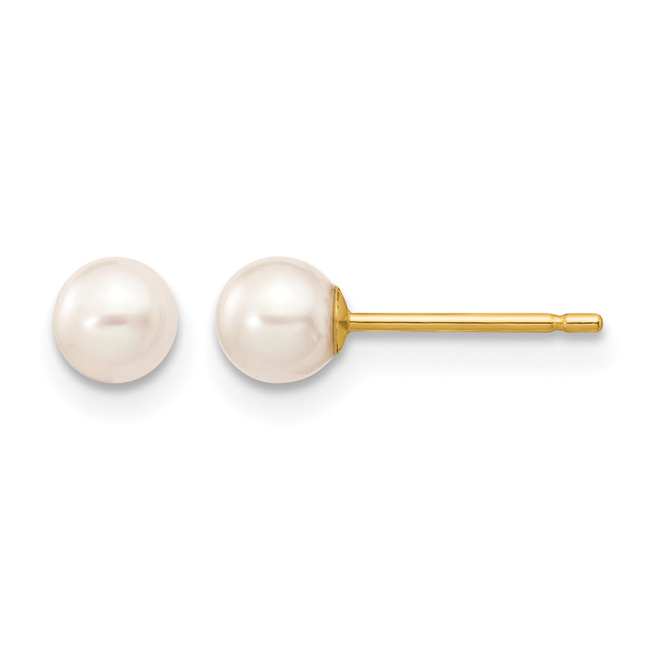 14K Gold Filled 4-5mm White Round Cultured Freshwater Pearl Stud Earrings by Sophia Jewelers