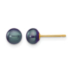 14K Gold Filled 5-6mm Black Button Cultured Freshwater Pearl Stud Earrings by Sophia Jewelers