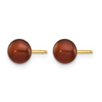 14K Gold Filled 5-6mm Brown Button Cultured Freshwater Pearl Stud Earrings - view 2