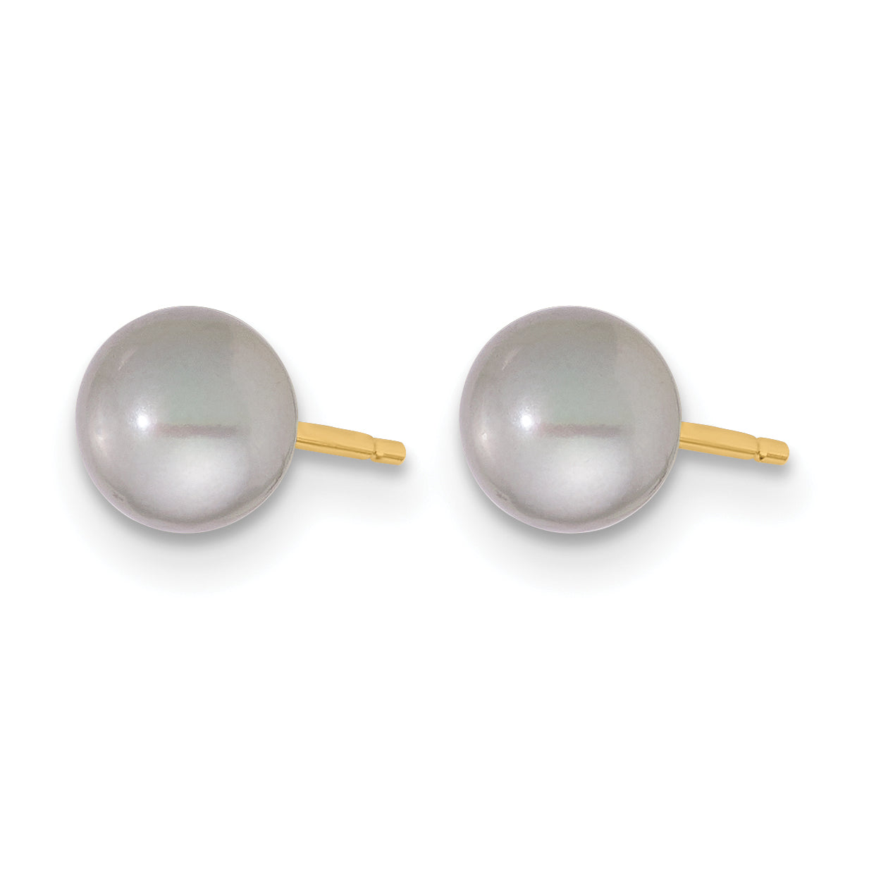 14K Gold Filled 5-6mm Grey Button Cultured Freshwater Pearl Stud Earrings Secondary image