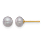 14K Gold Filled 5-6mm Grey Button Cultured Freshwater Pearl Stud Earrings by Sophia Jewelers