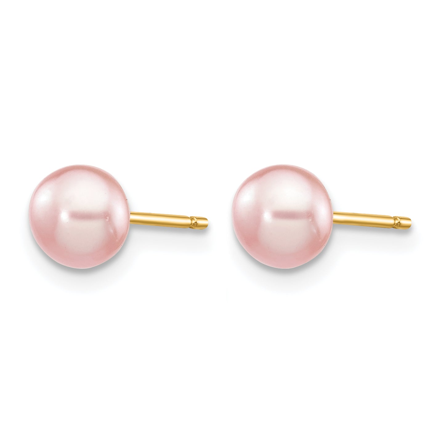 14K Gold Filled 5-6mm Pink Button Cultured Freshwater Pearl Stud Earrings Secondary image