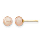 14K Gold Filled 5-6mm Pink Button Cultured Freshwater Pearl Stud Earrings by Sophia Jewelers