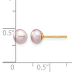 14K Gold Filled 5-6mm Purple Button Cultured Freshwater Pearl Stud Earrings - view 3