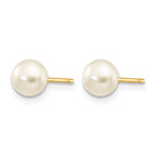 14K Gold Filled 5-6mm White Button Cultured Freshwater Pearl Stud Earrings - view 2
