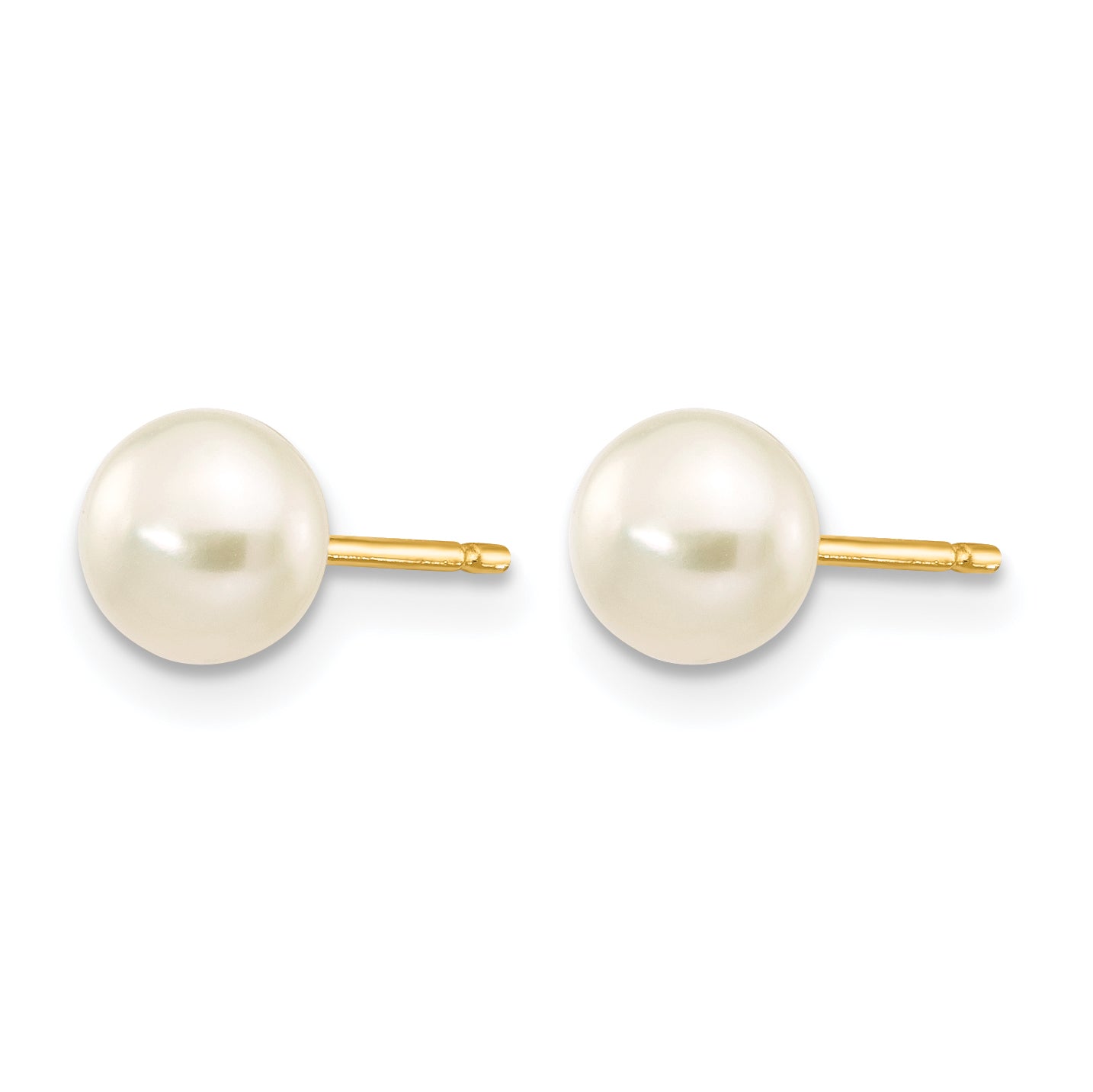 14K Gold Filled 5-6mm White Button Cultured Freshwater Pearl Stud Earrings - view 2