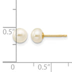 14K Gold Filled 5-6mm White Button Cultured Freshwater Pearl Stud Earrings - view 3