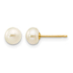 14K Gold Filled 5-6mm White Button Cultured Freshwater Pearl Stud Earrings by Sophia Jewelers