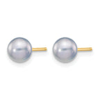 14K Gold Filled 5-6mm Grey Round Cultured Freshwater Pearl Stud Earrings - view 2
