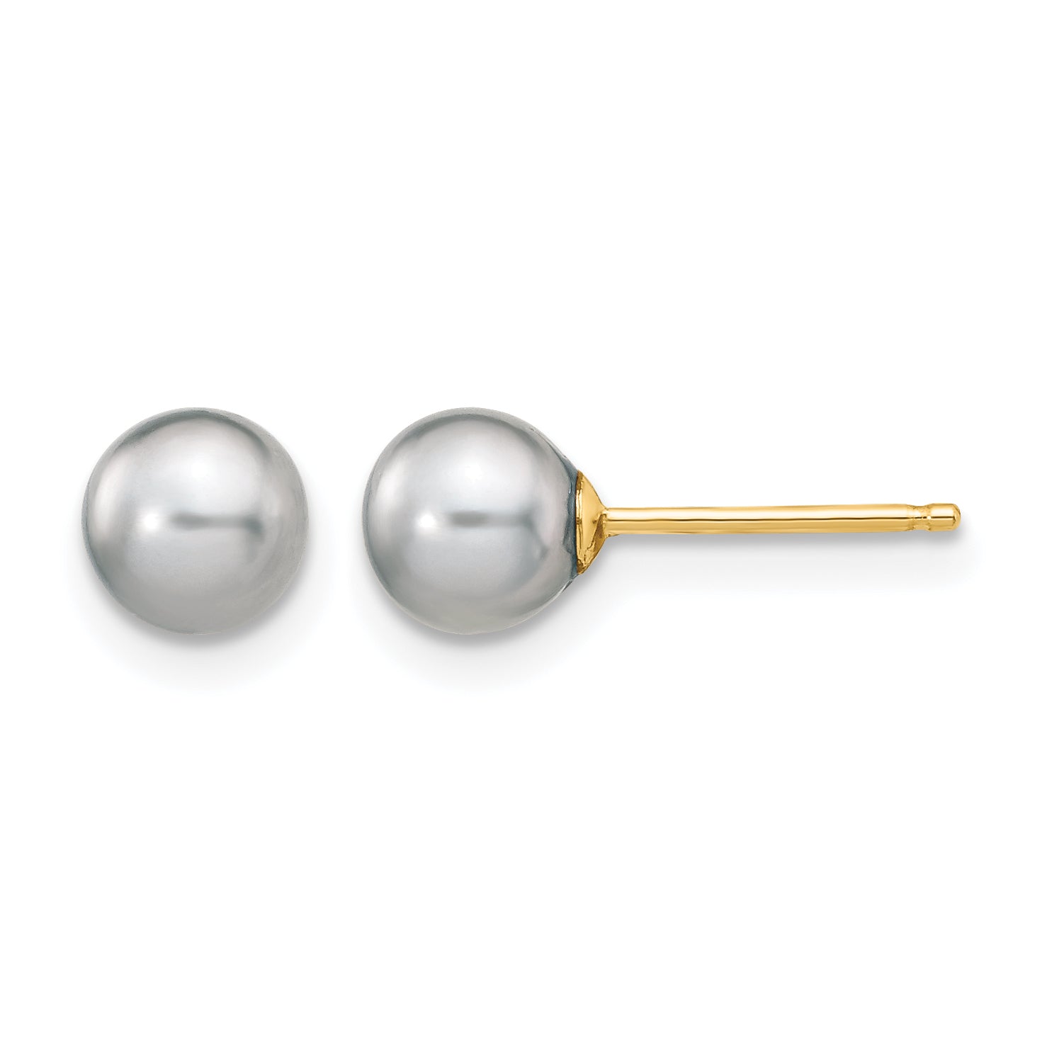 14K Gold Filled 5-6mm Grey Round Cultured Freshwater Pearl Stud Earrings by Sophia Jewelers Main image