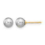 14K Gold Filled 5-6mm Grey Round Cultured Freshwater Pearl Stud Earrings by Sophia Jewelers