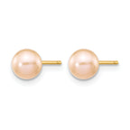 14K Gold Filled 5-6mm Pink Round Cultured Freshwater Pearl Stud Earrings - view 2