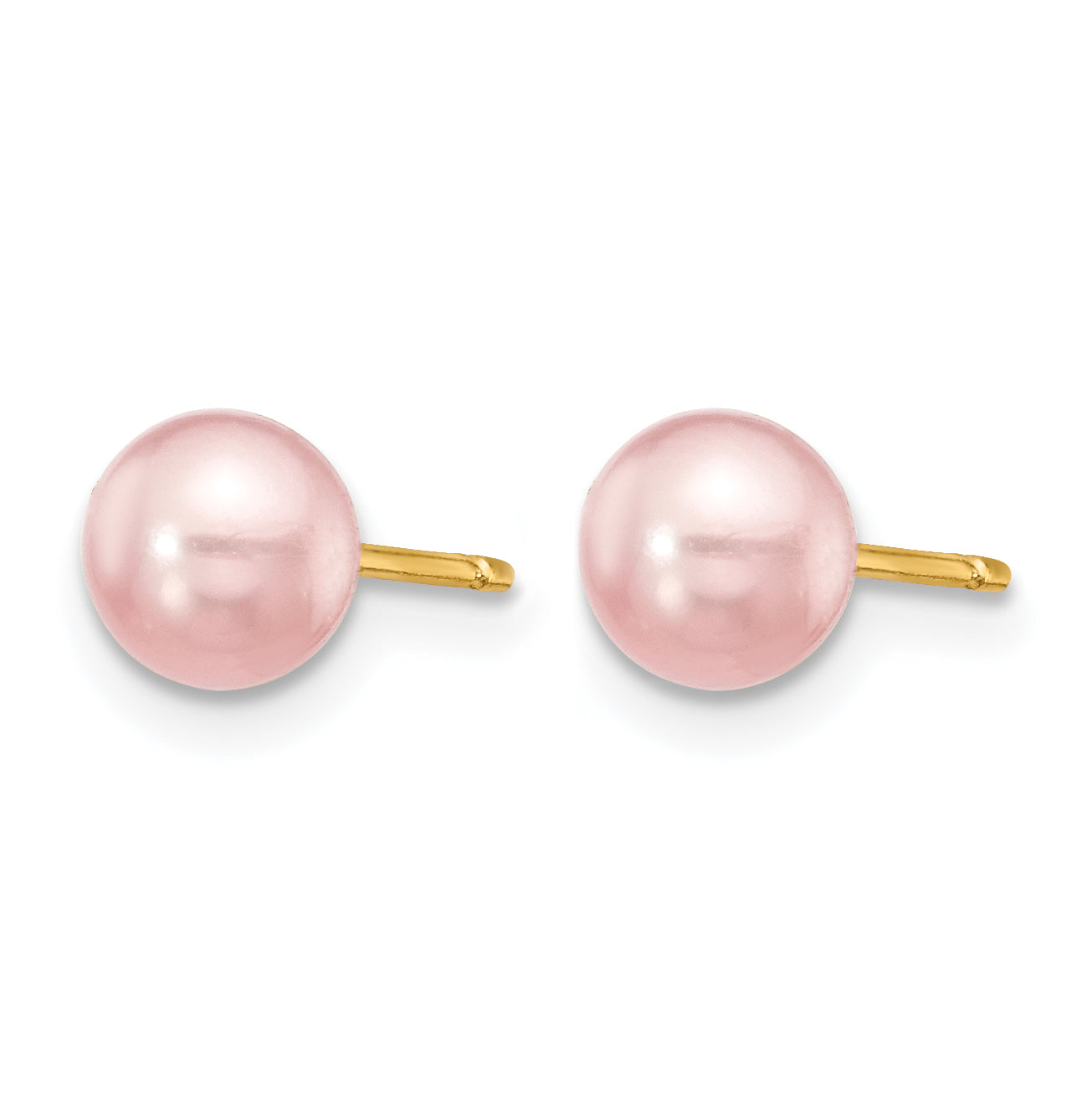 14K Gold Filled 5-6mm Purple Round Cultured Freshwater Pearl Stud Earrings Secondary image