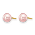 14K Gold Filled 5-6mm Purple Round Cultured Freshwater Pearl Stud Earrings - view 2