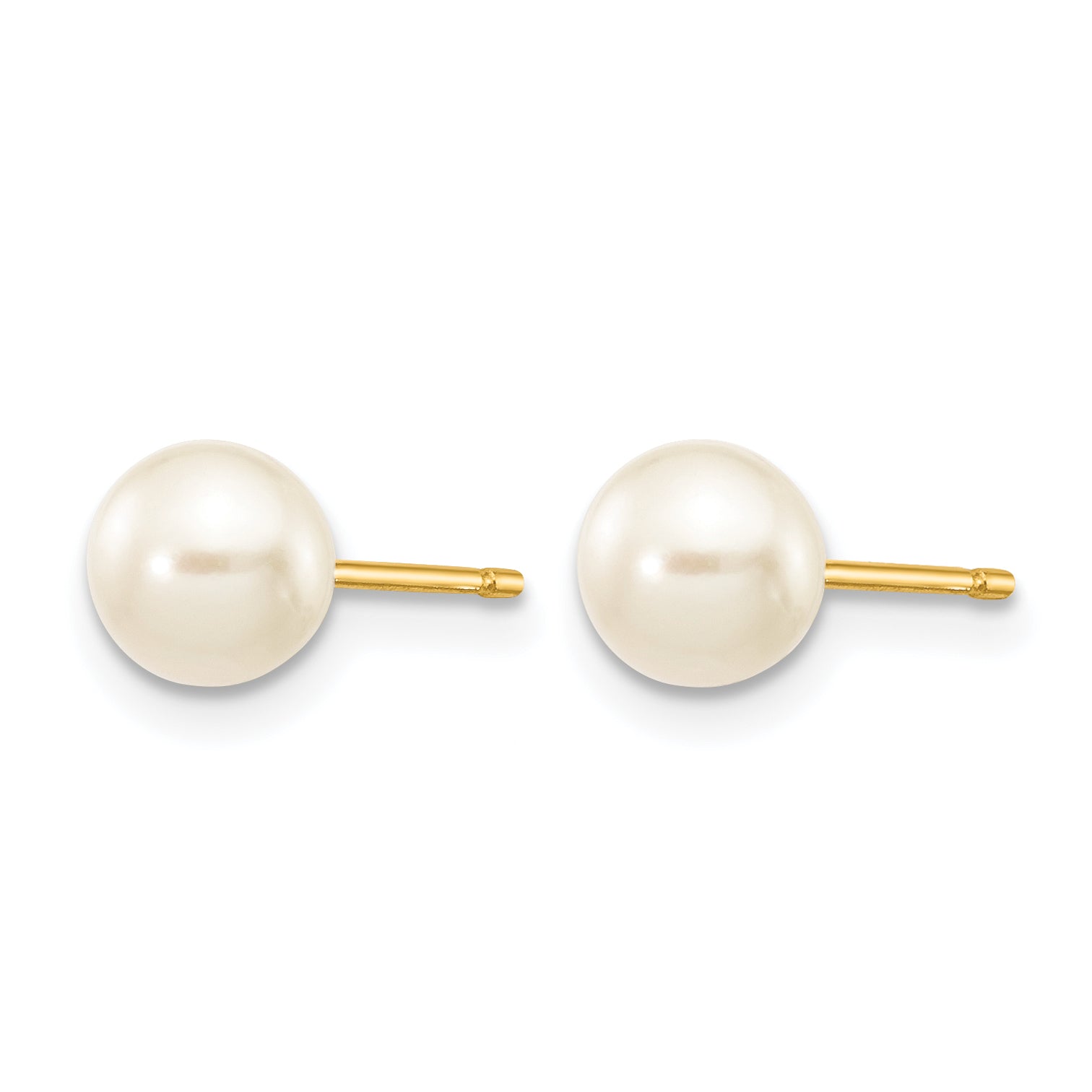 14K Gold Filled 5-6mm White Round Cultured Freshwater Pearl Stud Earrings - view 2