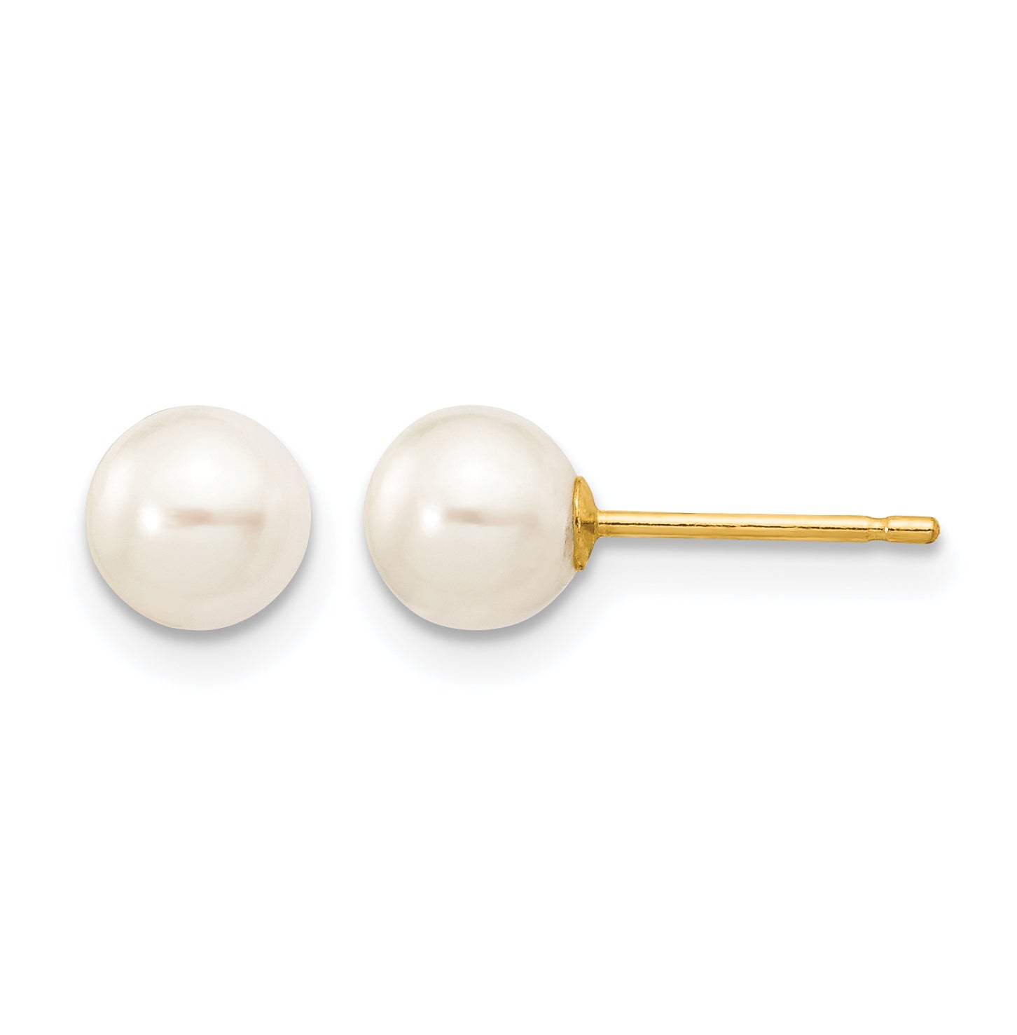 14K Gold Filled 5-6mm White Round Cultured Freshwater Pearl Stud Earrings by Sophia Jewelers Main image